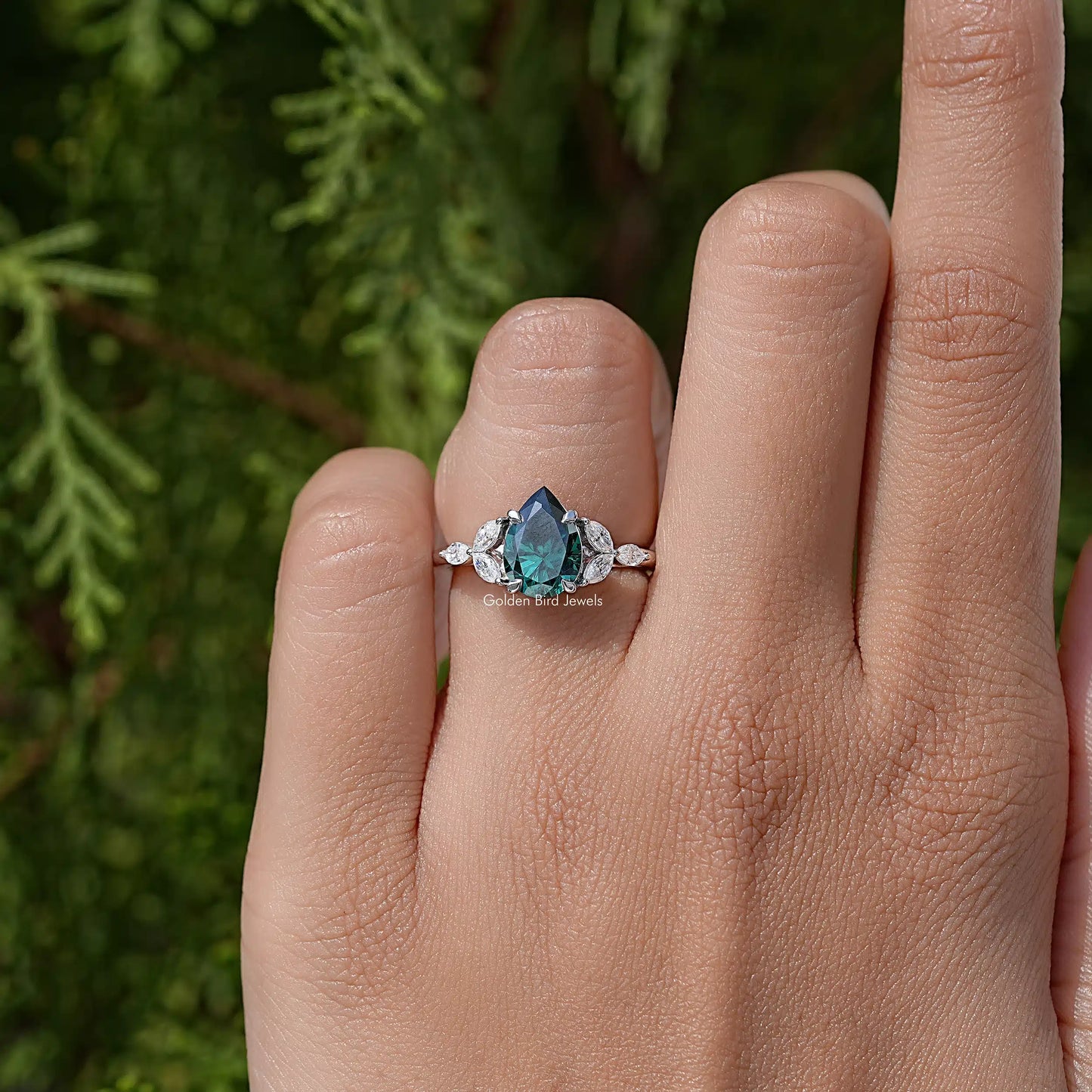 Pear Gemstone Moissanite Engagement Ring