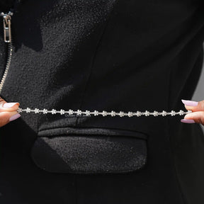 Full view of moissanite bracelet in unique shape