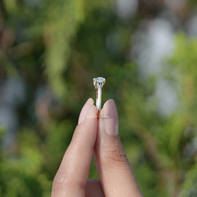 Side View of Open Cuff Pear And Oval Lab Diamond Two Stone Ring
