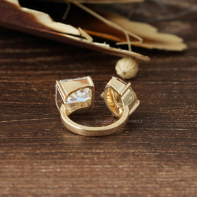 Pear And Radiant Cut Moissanite Open Ring