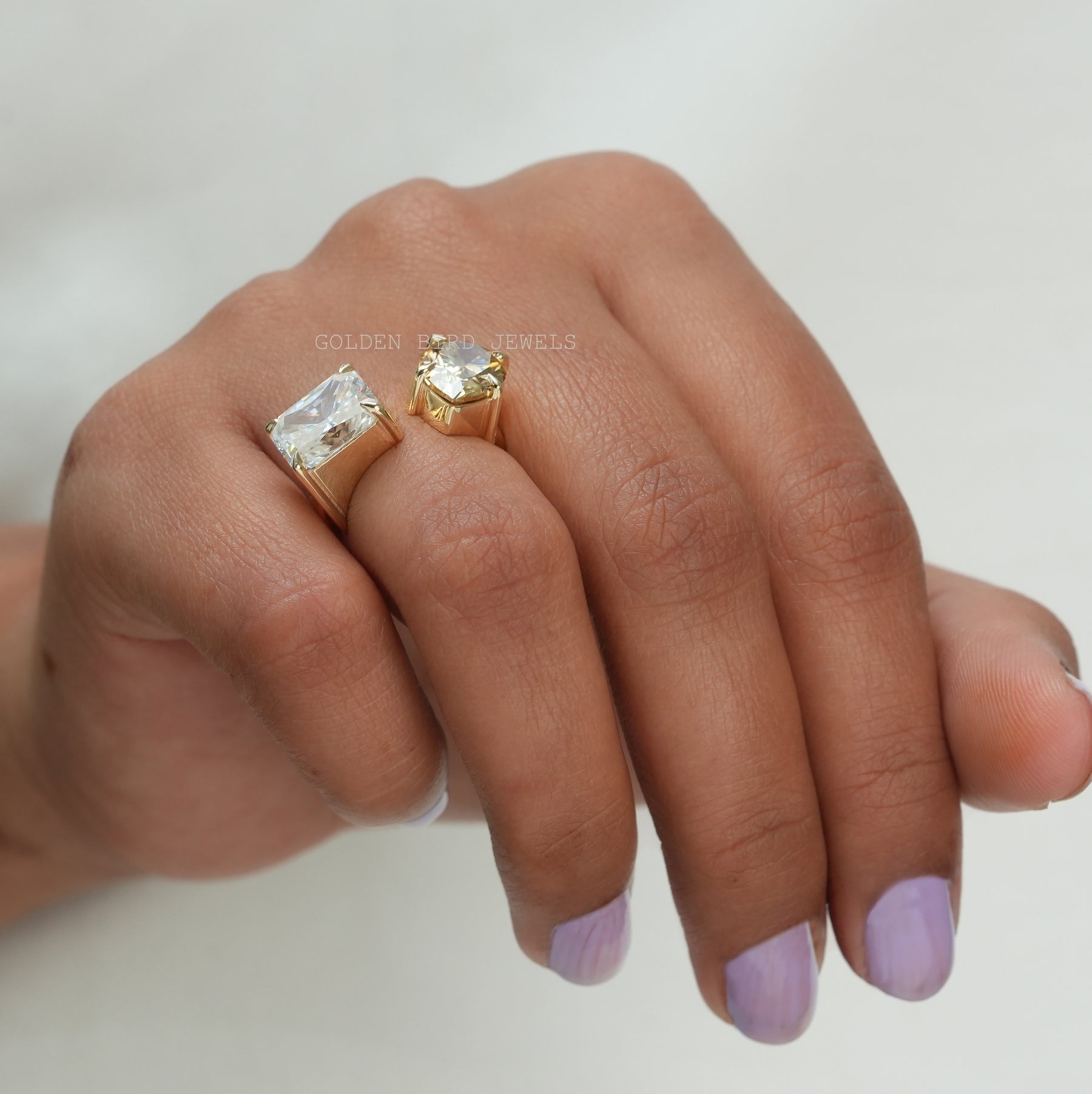 Pear And Radiant Cut Moissanite Open Ring