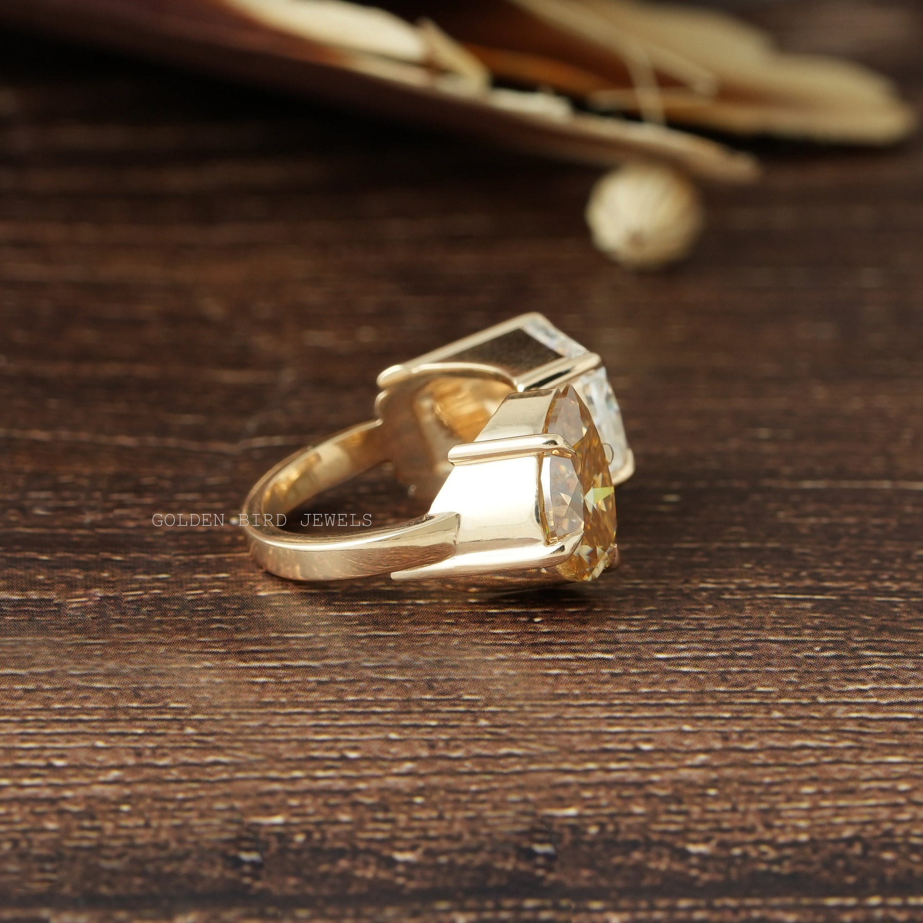 Pear And Radiant Cut Moissanite Open Ring