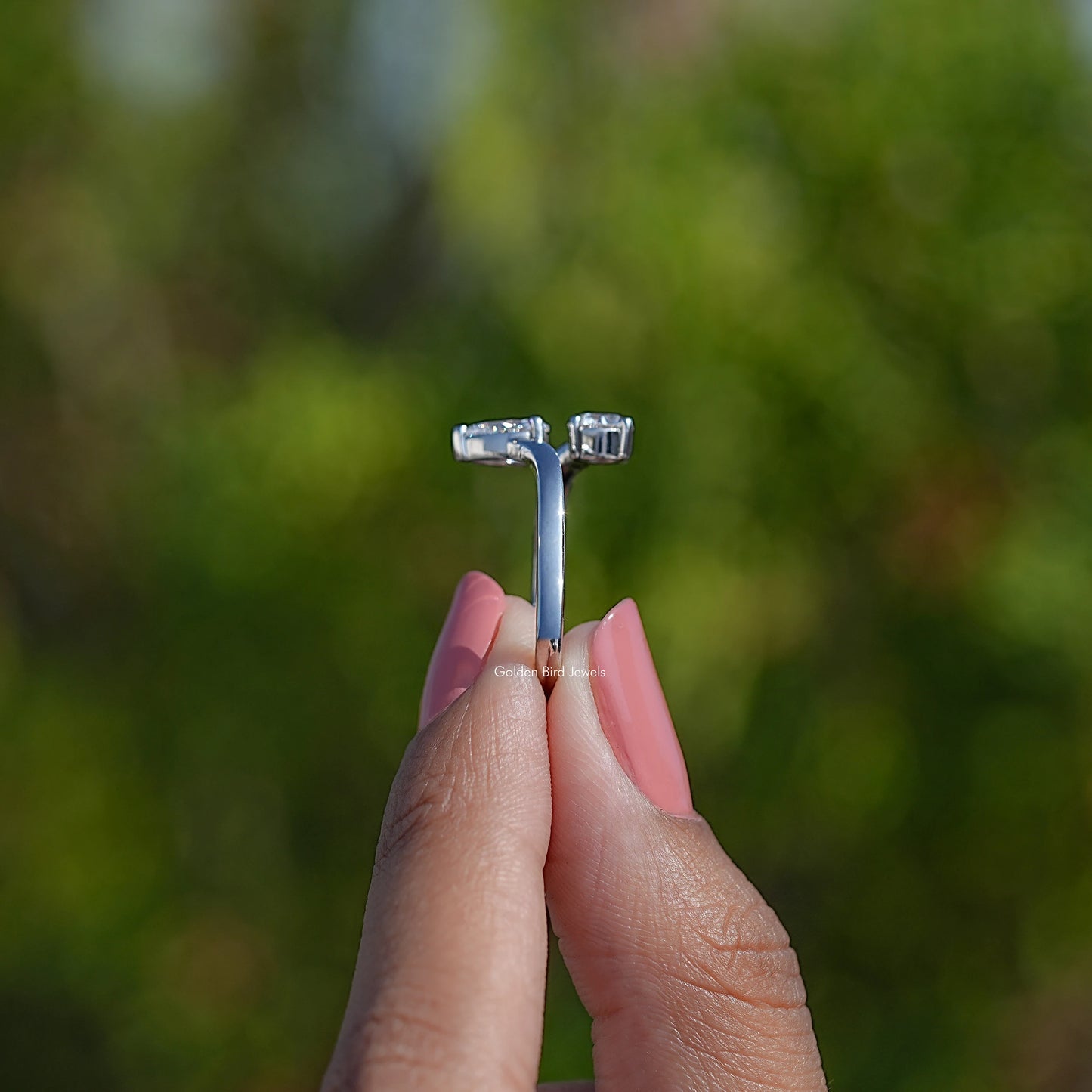 Side View Of Round Open Cuff Lab Diamond Ring
