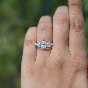 View of Pear Cut Diamond Five Stone Engagement Ring In White Gold