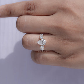 Pear Cut Lab Grown Diamond Five Stone Ring