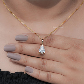 Lab Diamond Pear Cut Solitaire Pendant