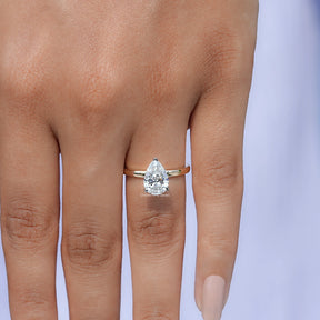 View of Pear Cut Diamond Solitaire Engagement Ring In Yellow Gold