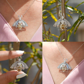 Front back side and close view of moissanite pendant