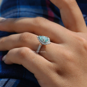 View of Pear Cut Moissanite Engagement Ring In Finger