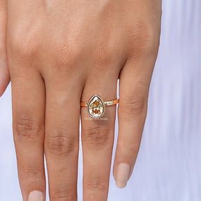 Yellow Moissanite Bezel Set Solitaire Ring 
