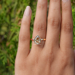 View of Marquise Cut Moissanite Solitaire Ring   