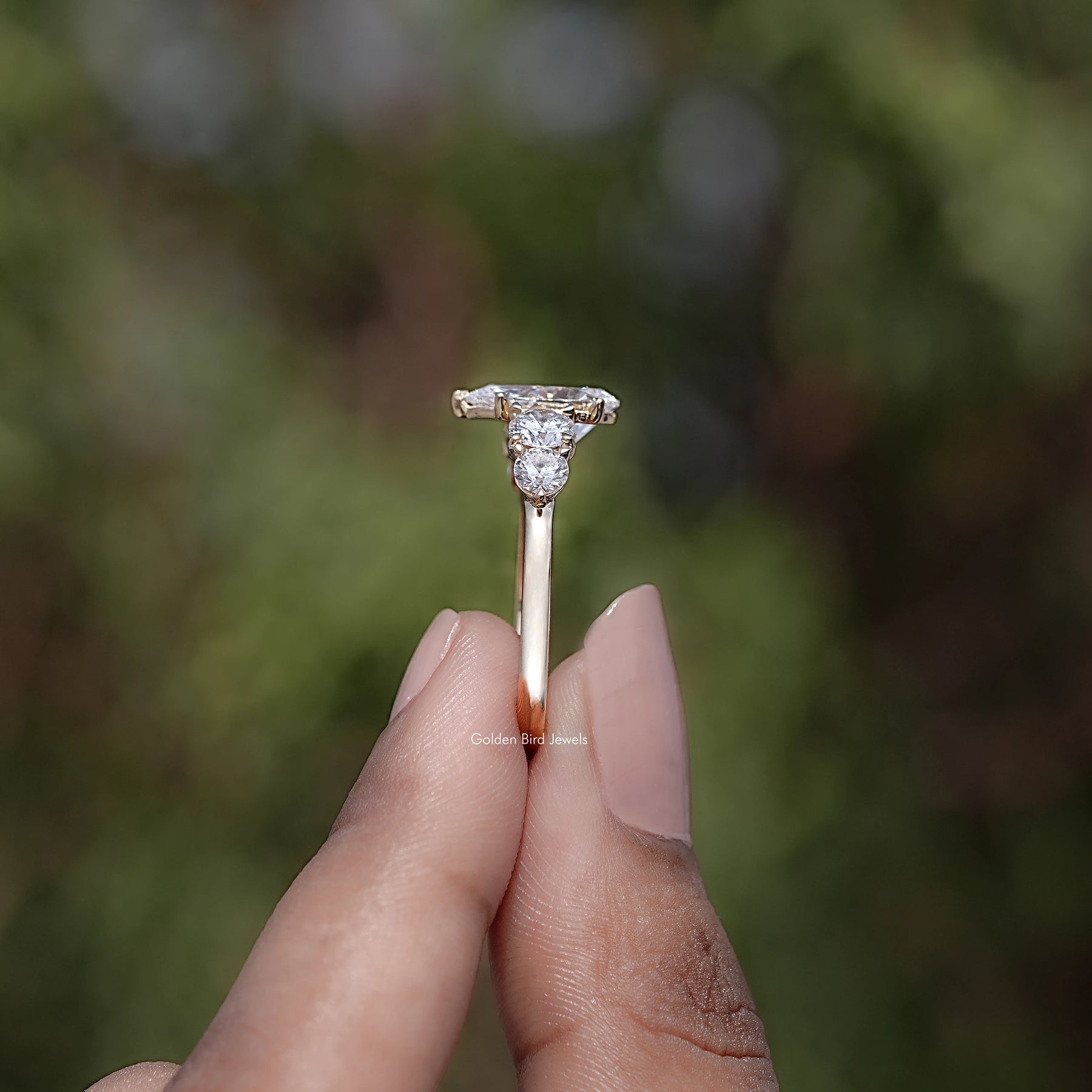 Pear Cut Lab Grown Diamond Five Stone Ring