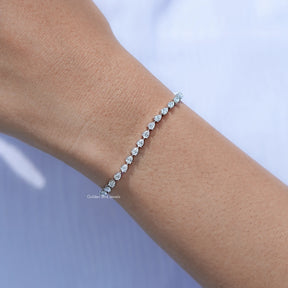 Detailed View of Pear Cut Diamond Tennis Steel Bracelet

