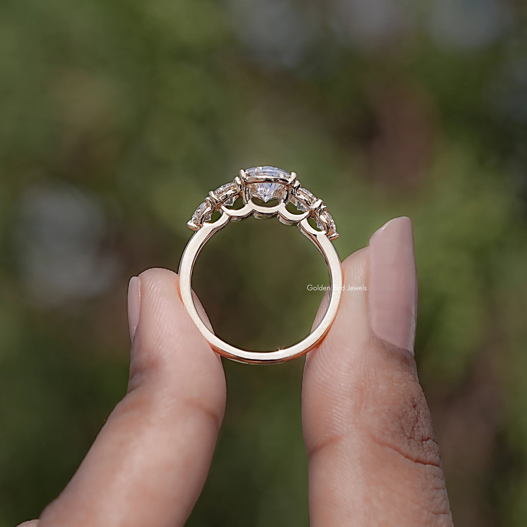 Pear Cut Lab Grown Diamond Five Stone Ring