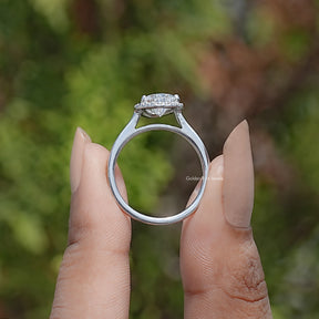 Pear Shaped Lab Diamond Halo Engagement Ring