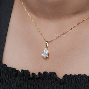 Lab Diamond Pear Cut Solitaire Pendant