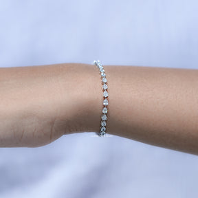 Pear Cut Diamond Tennis Steel Bracelet in Unique Pattern 
