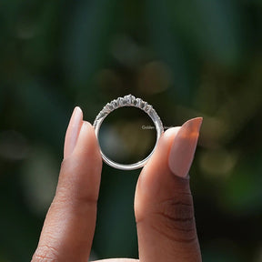 [Moissanite Pear Cut Chevron Eternity Wedding Band]-[Golden Bird Jewels]