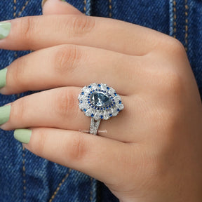 Pear And Round Cut Moissanite Engagement Ring In White Gold