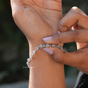 Back view of moissanite multi cut bracelet