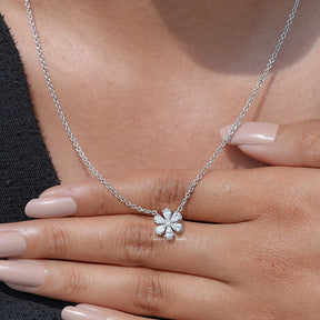 Close-Up View of Pear Shaped Diamond Pendant In White Gold