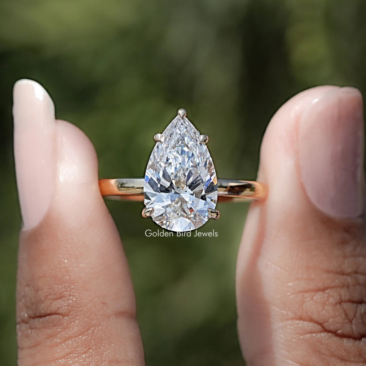 Pear Shaped Lab Diamond Hidden Halo Ring