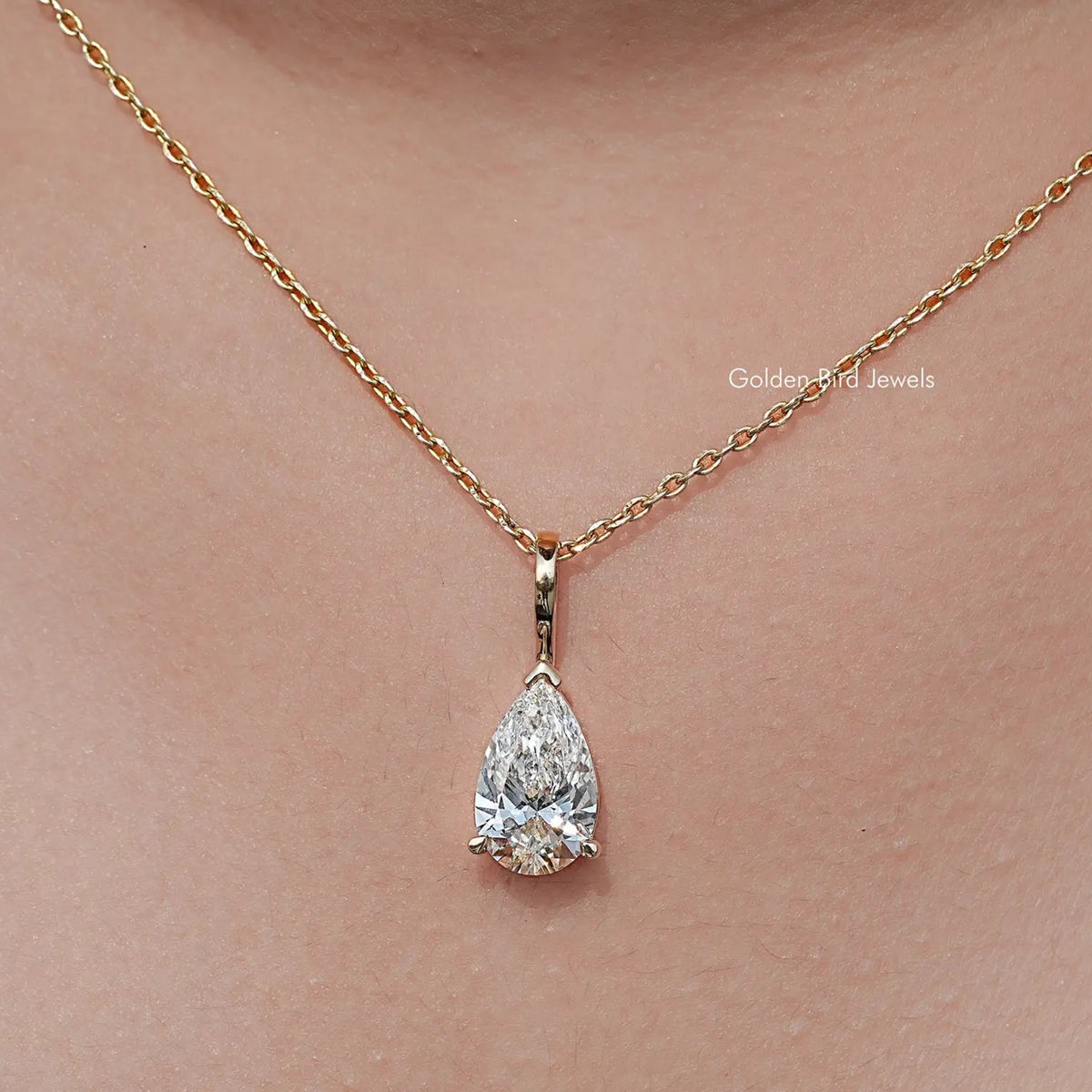 Lab Diamond Pear Cut Solitaire Pendant