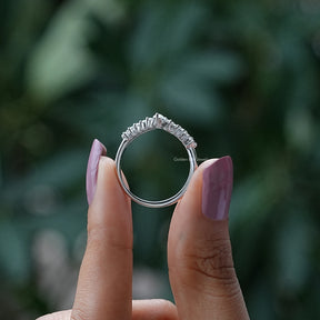 Pear Shaped Moissanite Chevron Wedding Band