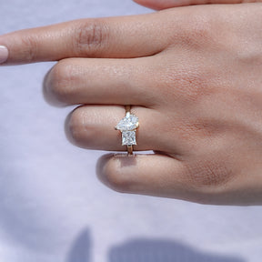 Pear and Princess Cut Lab Diamond Toi Et Moi Ring