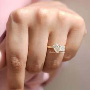 Pear and Princess Cut Lab Diamond Toi Et Moi Ring