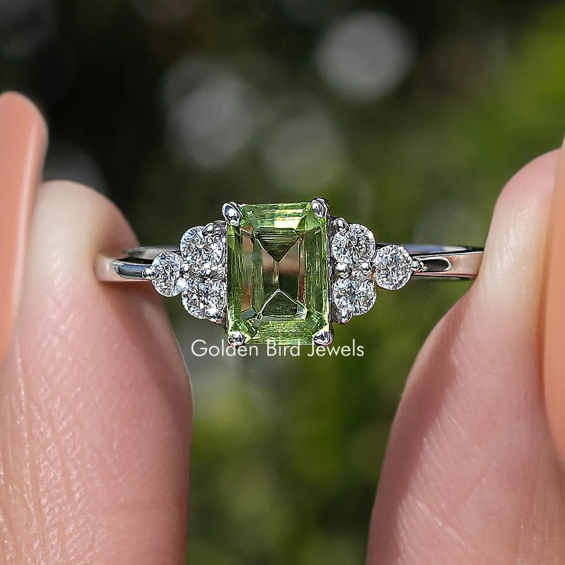 Peridot Green Emerald Gemstone Ring