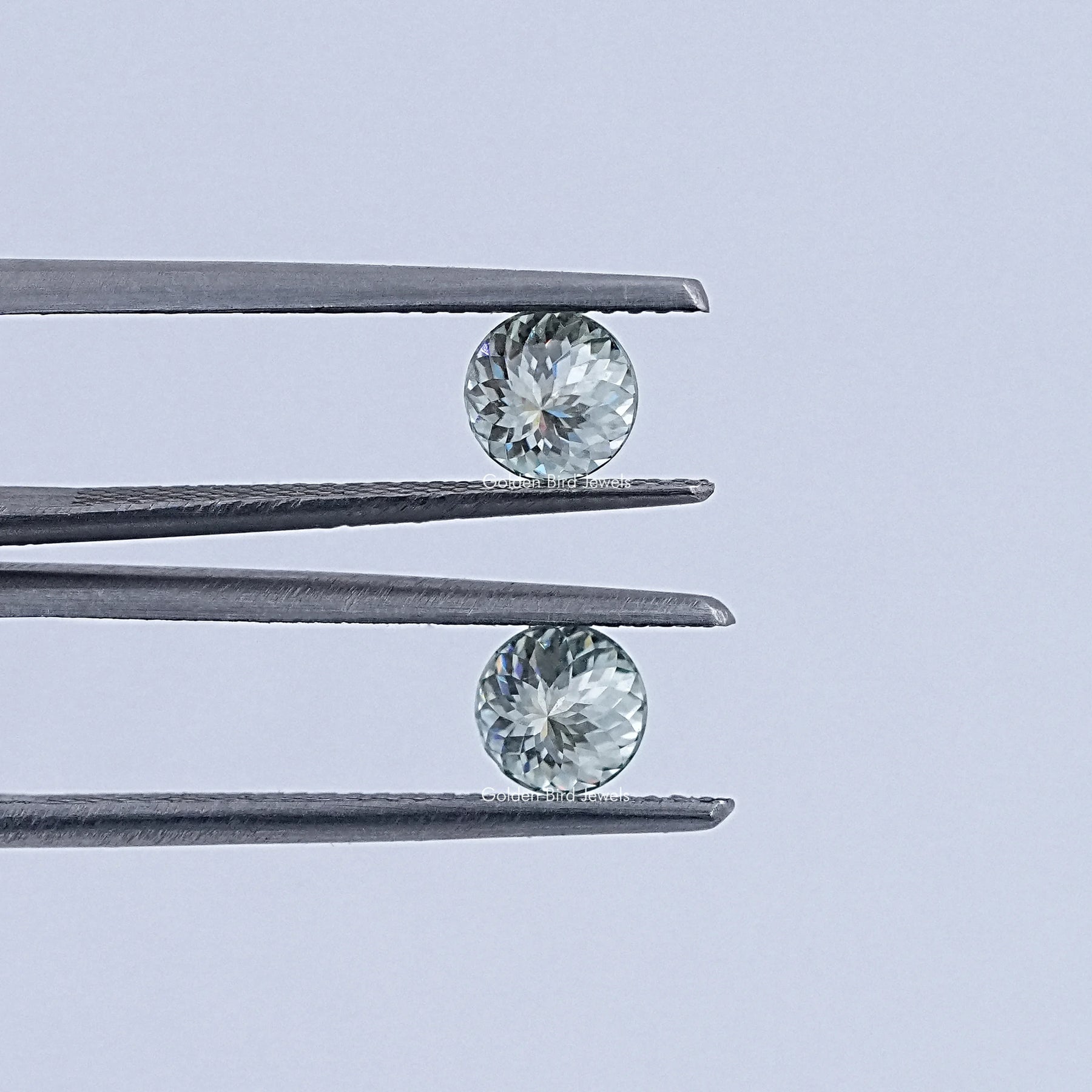 Blue Green Portuguese Cut Round Loose Moissanite Pair