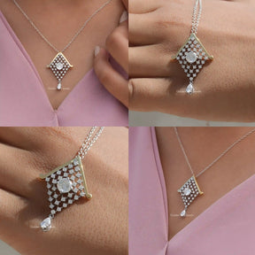 Front back side and close view of Moissanite pendant 