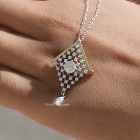 Portuguese moissanite pendant in  yellow gold