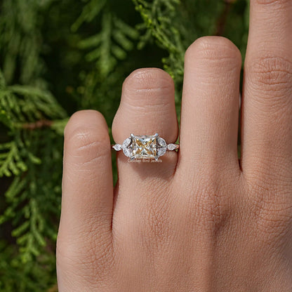 Princess Cut Moissanite Gemstone Engagement Ring