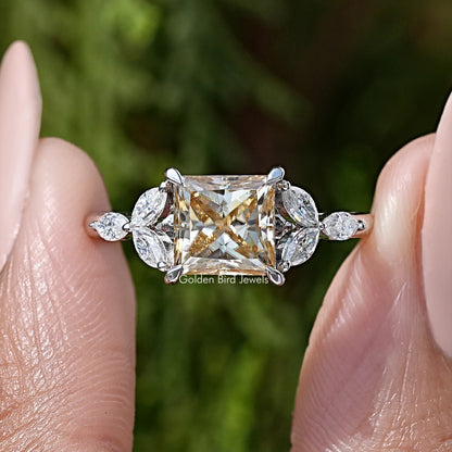 Princess Cut Moissanite Gemstone Engagement Ring