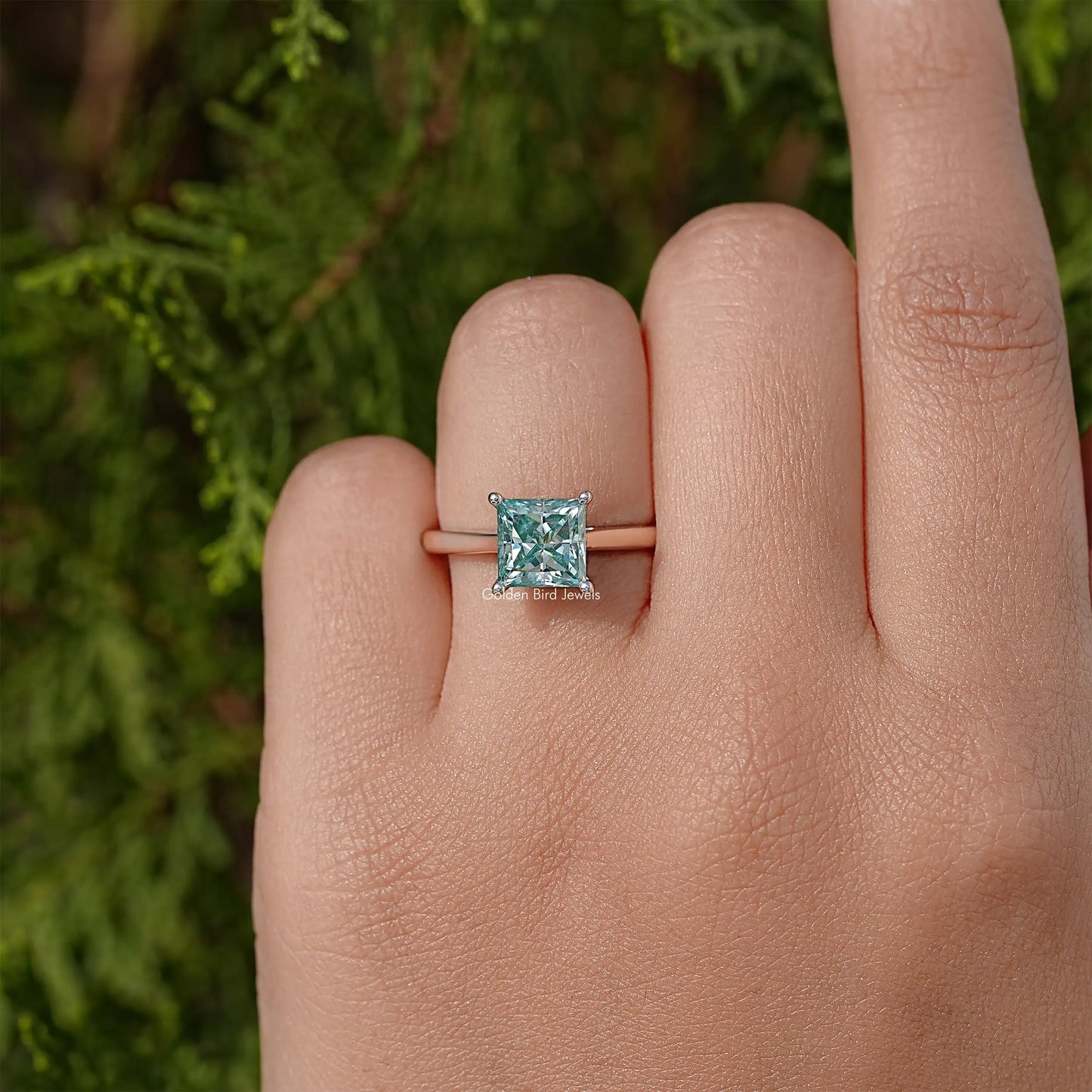 Princess Cut Moissanite Gemstone Solitaire Wedding Ring
