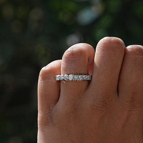 [White Gold Round And Princess Eternity Band]-[Golden Bird Jewels]