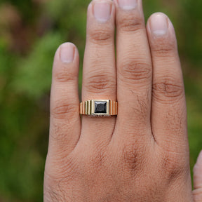 Close view of Princess Cut Black Gemstone Ring