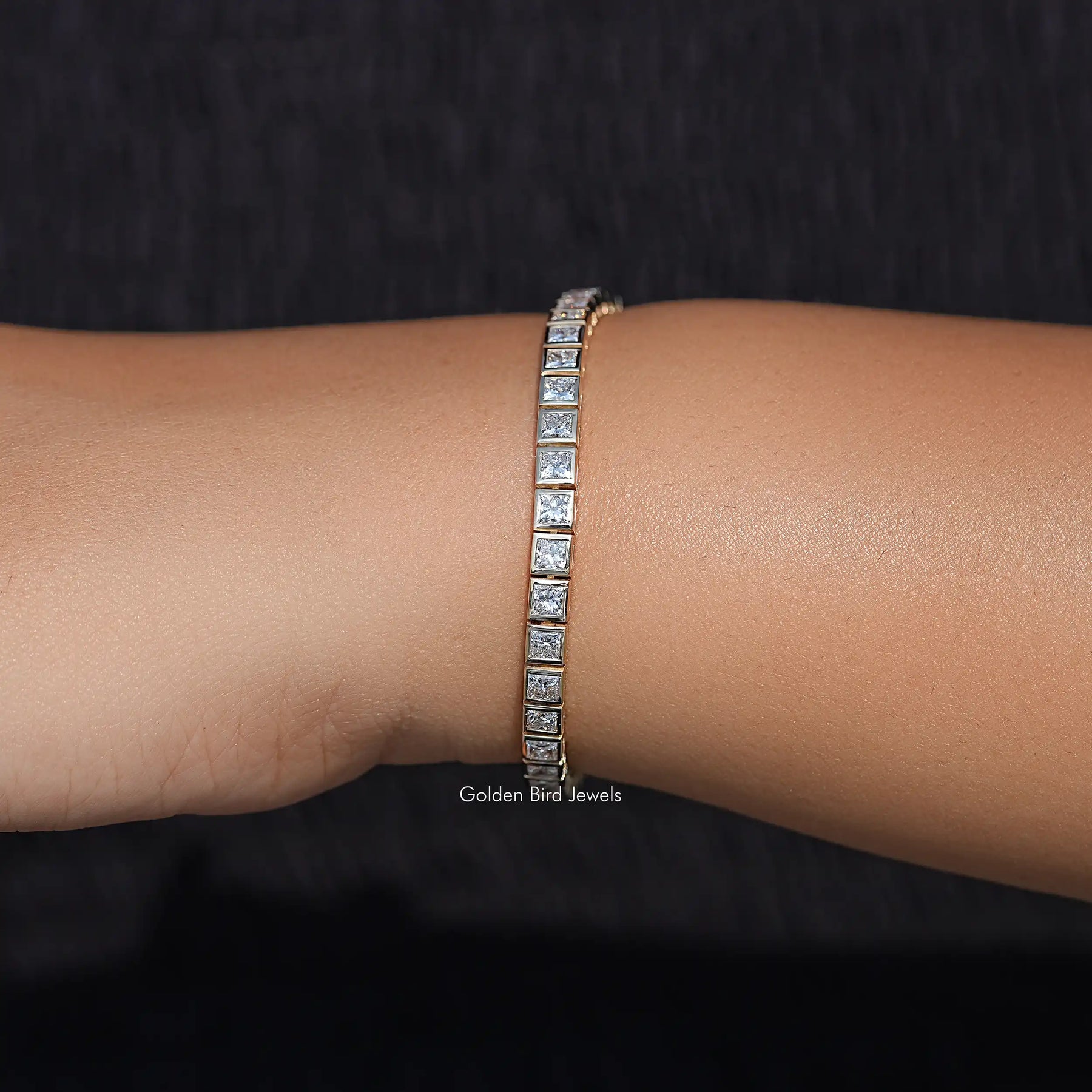 Lab Diamond Princess Cut Tennis Bracelet