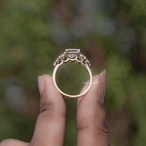 Back view of Princess Lab Diamond Five Stone Engagement Ring