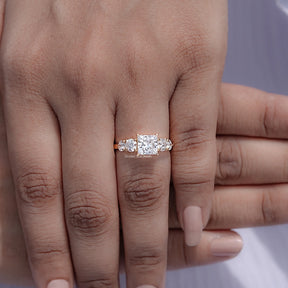 Top view of Princess Diamond Five Stone Engagement Ring
