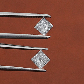 In Tweezer View Of Lab Grown Princess Shaped Matching Pair