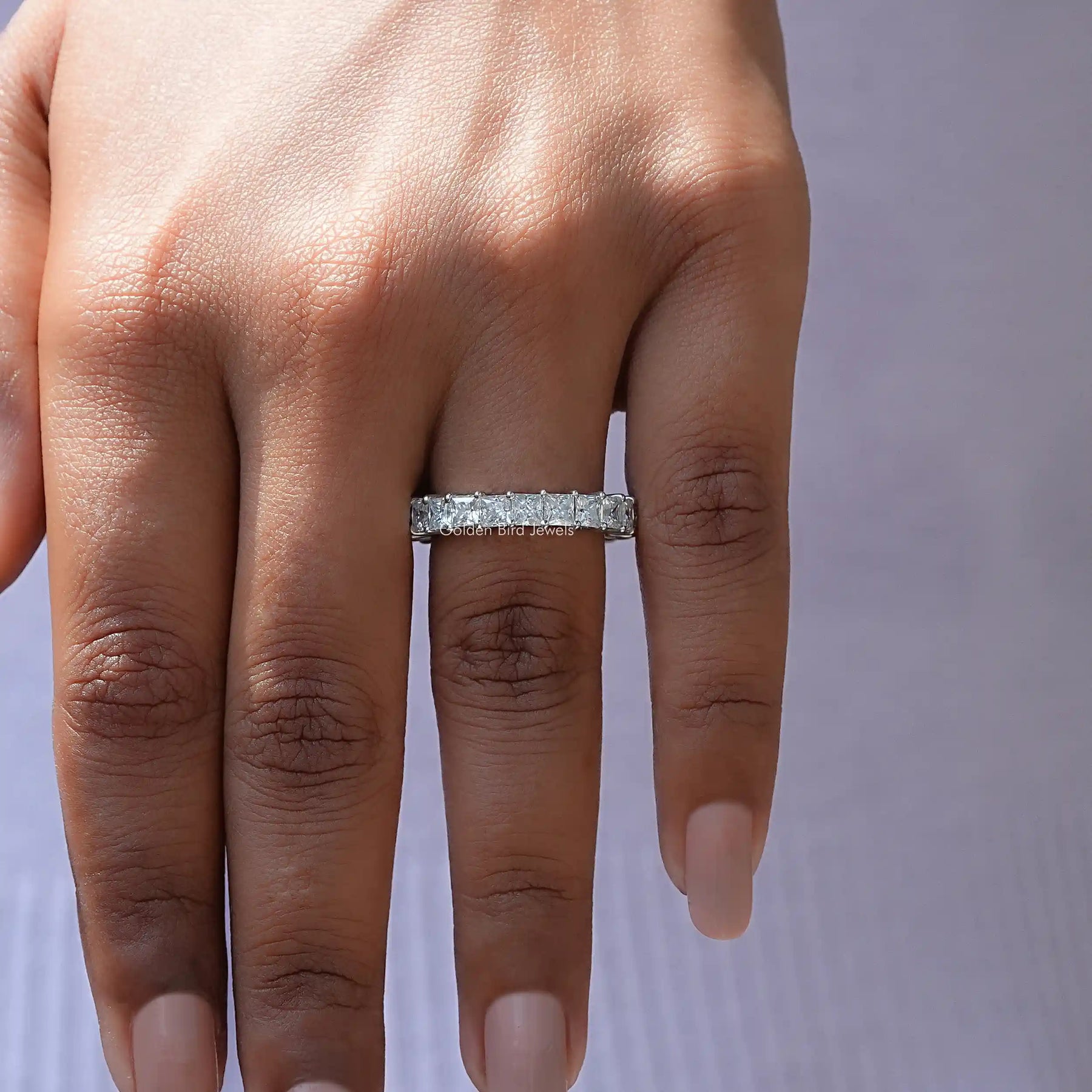 [Full Eternity Princess Cut Wedding Band]-[Golden Bird Jewels]