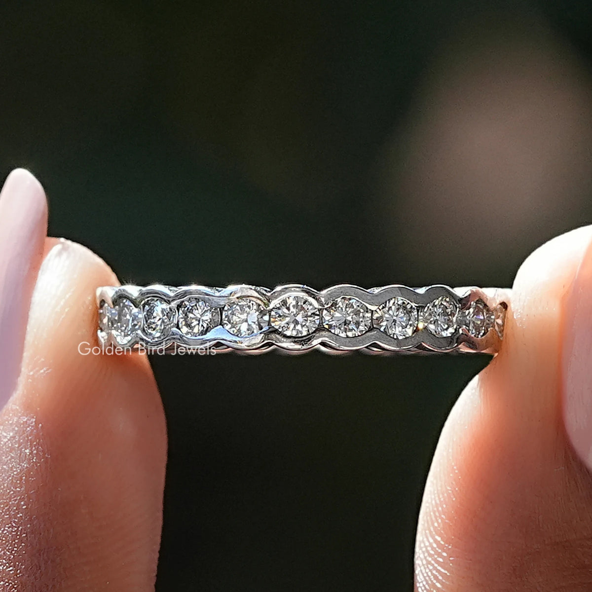 Bezel Setting Round Diamond Wedding Band