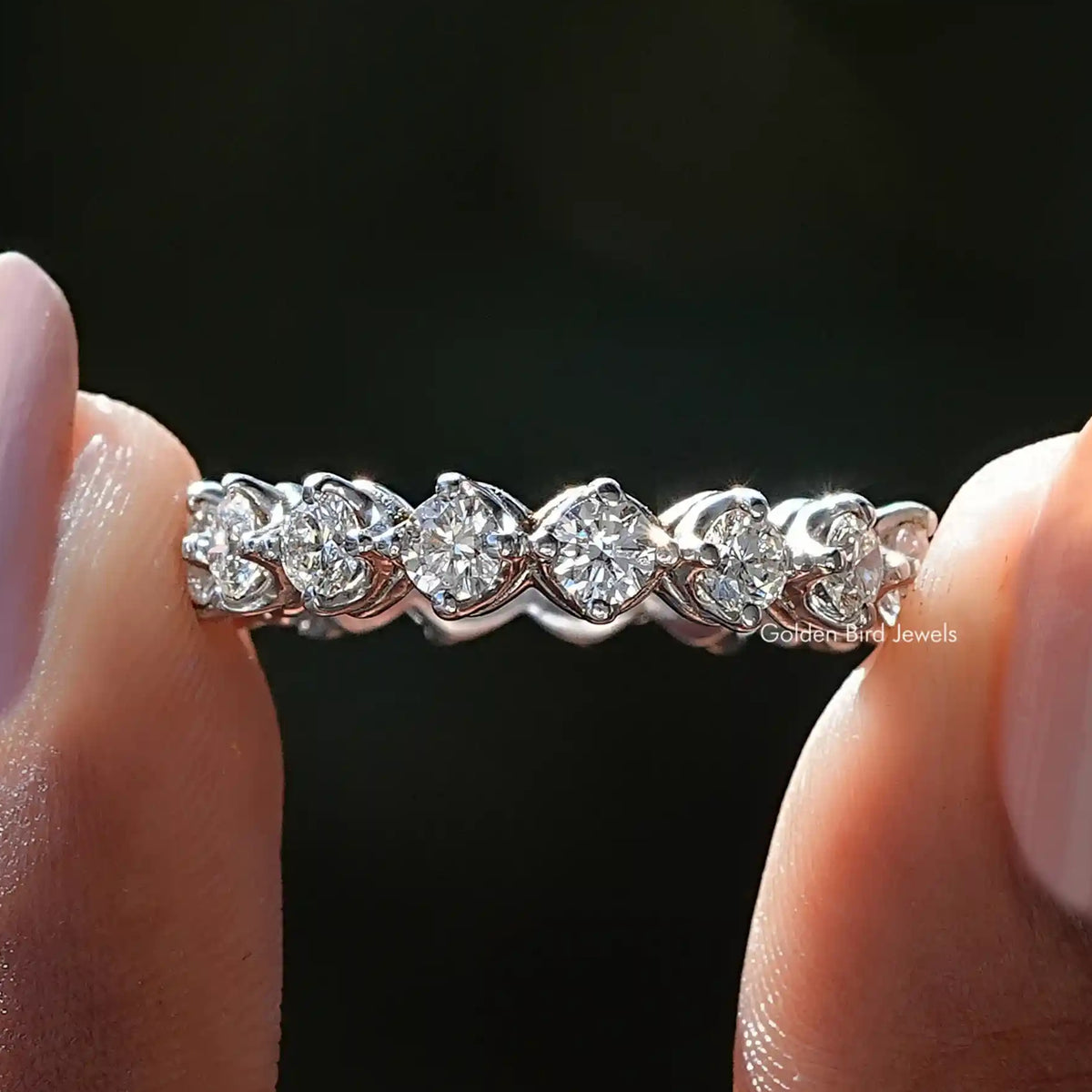 Round Cut Lab Diamond Eternity Wedding Band