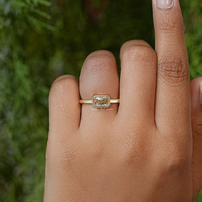Radiant Cut Moissanite Bezel Set Solitaire Engagement Ring