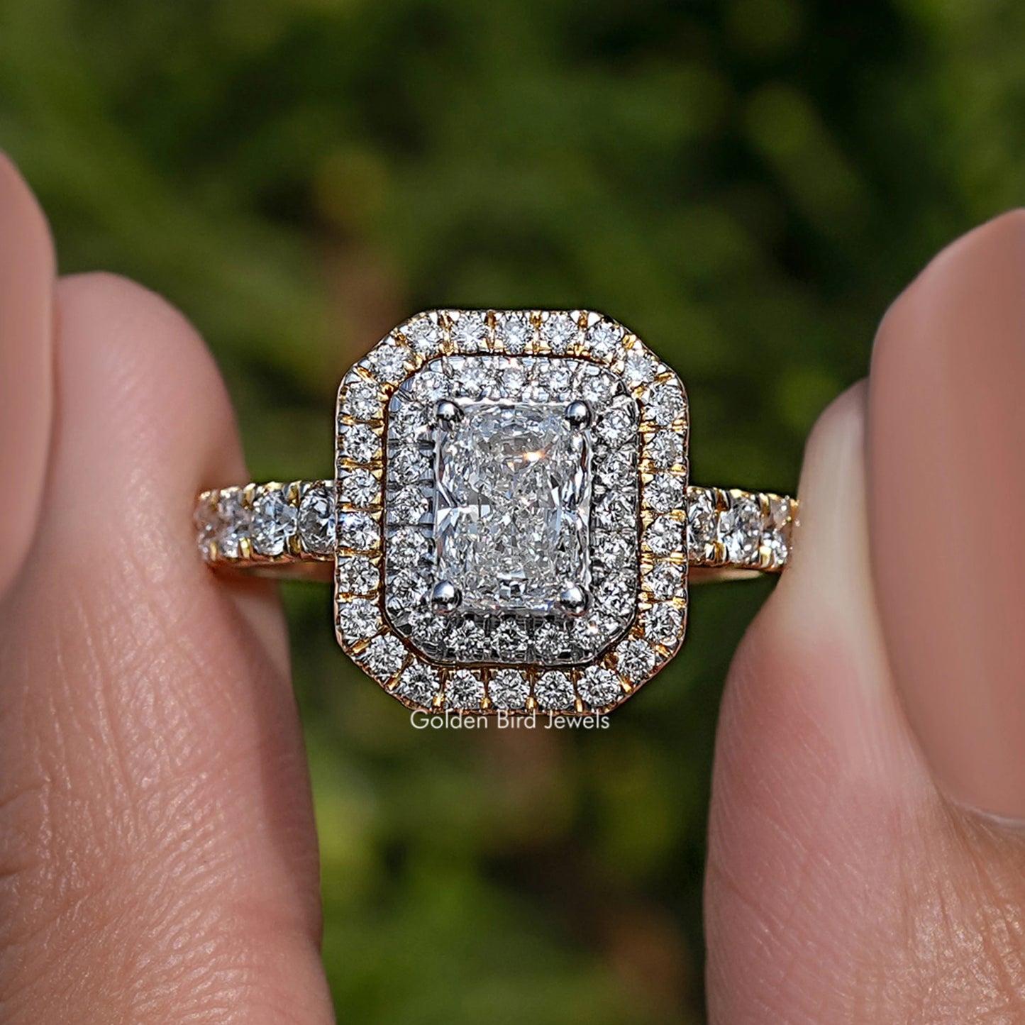 Radiant Cut Diamond Double Halo Engagement Ring
