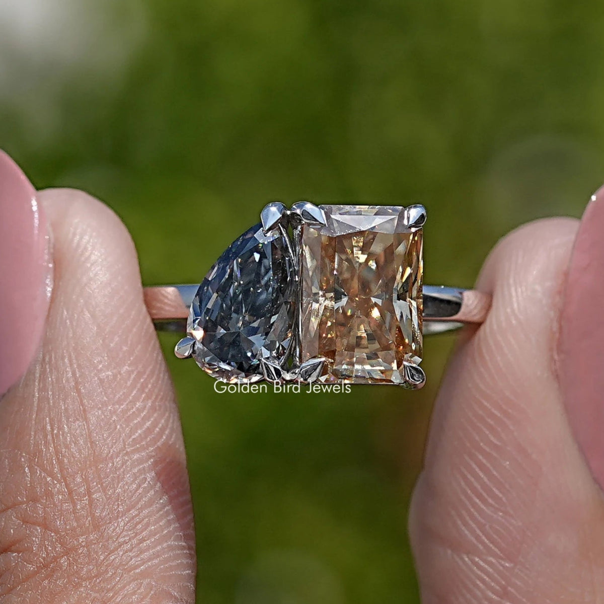 Radiant And Pear Cut Moissanite Toi Moi Ring