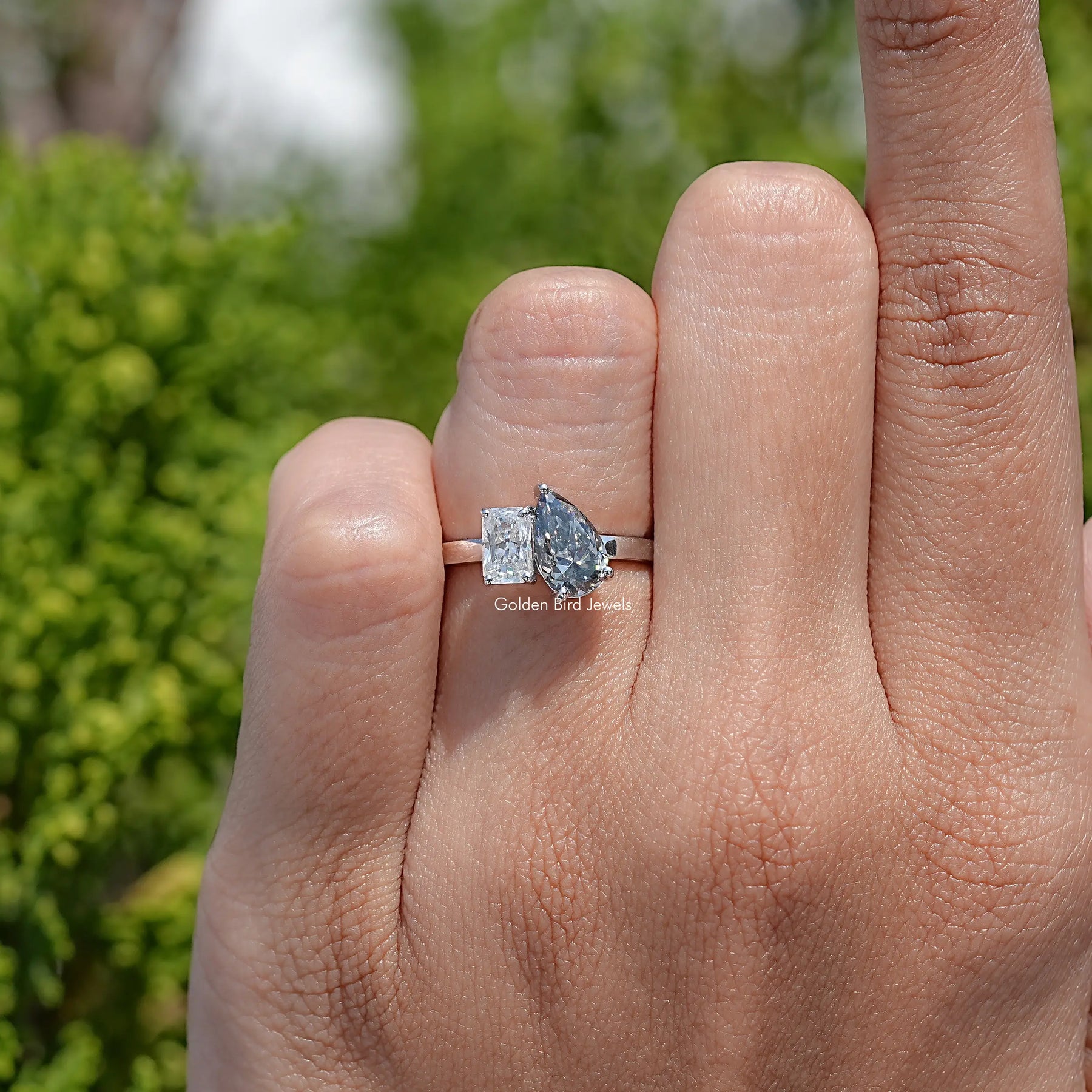 Radiant And Pear Cut Toi Et Moi Moissanite Ring